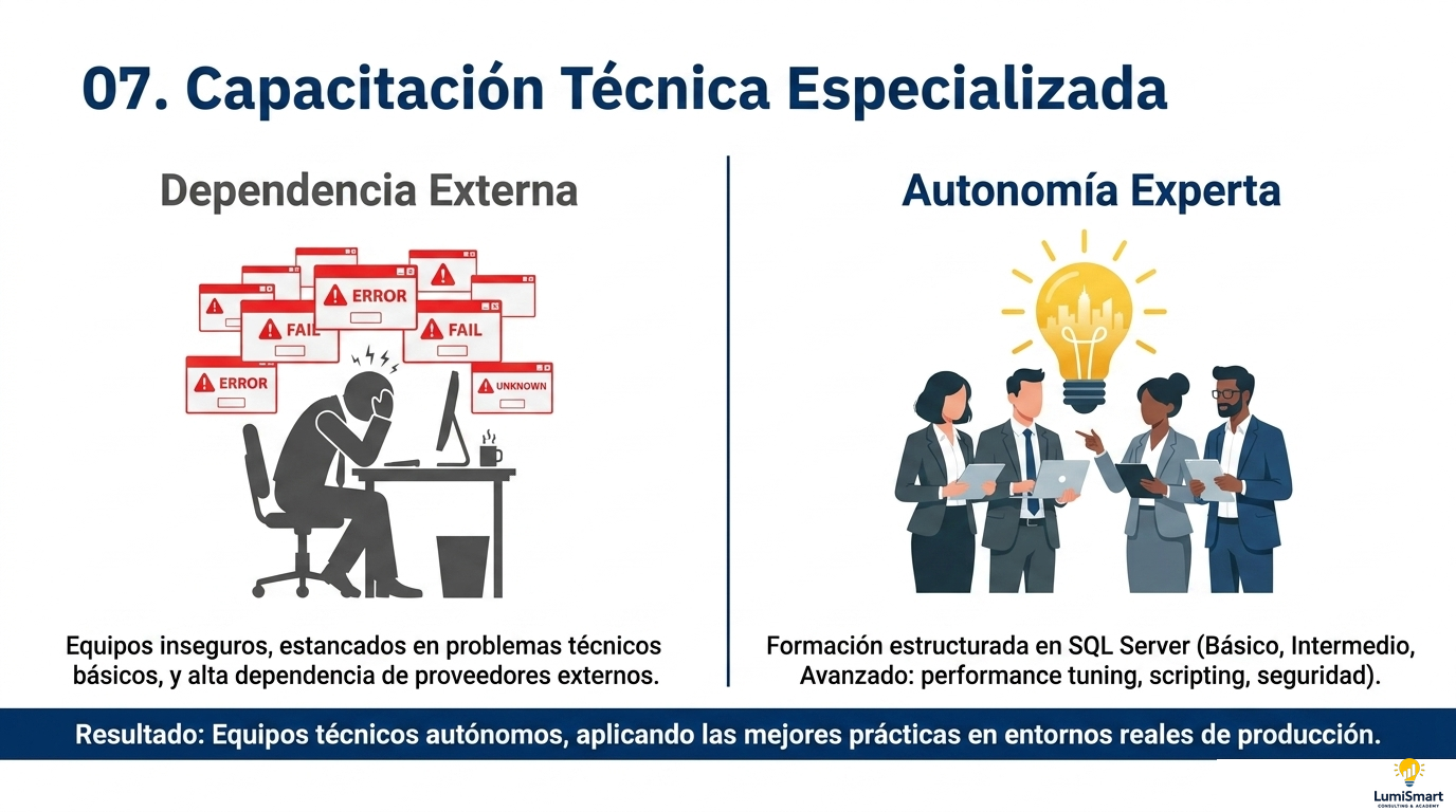 Caso de uso: capacitación técnica especializada en SQL Server